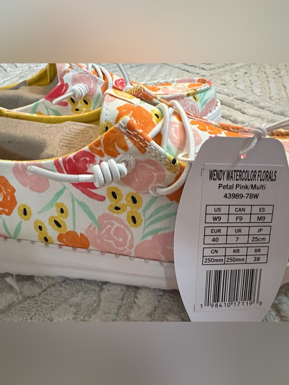 Hey Dude Wendy Watercolor Floral Sneakers (Yellow, Pink & Orange) Women’s Size 9 - Picture 5 of 7